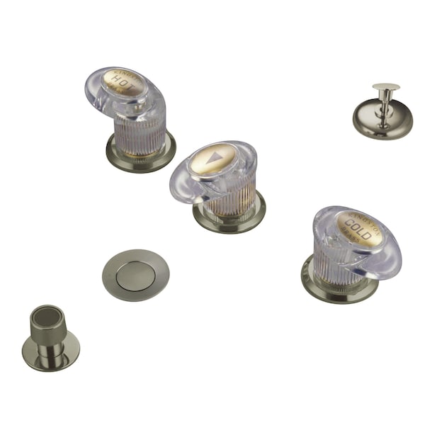 3-Handle Bidet Faucet W/ Brass Pop-Up, Brushed Nickel